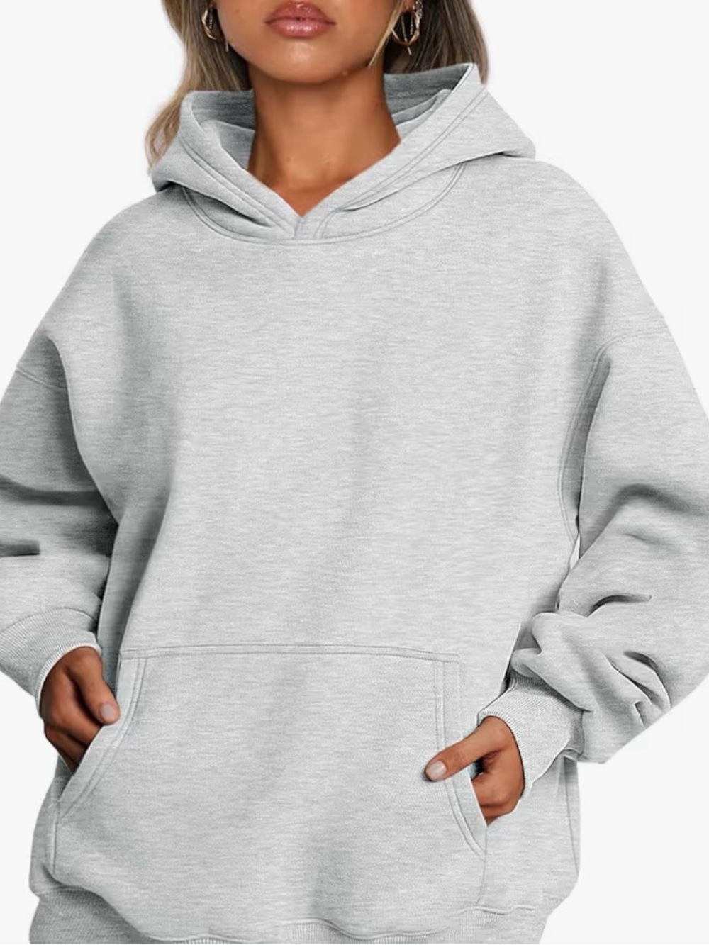 Trendy Queen Oversized Hoodie - Light Gray